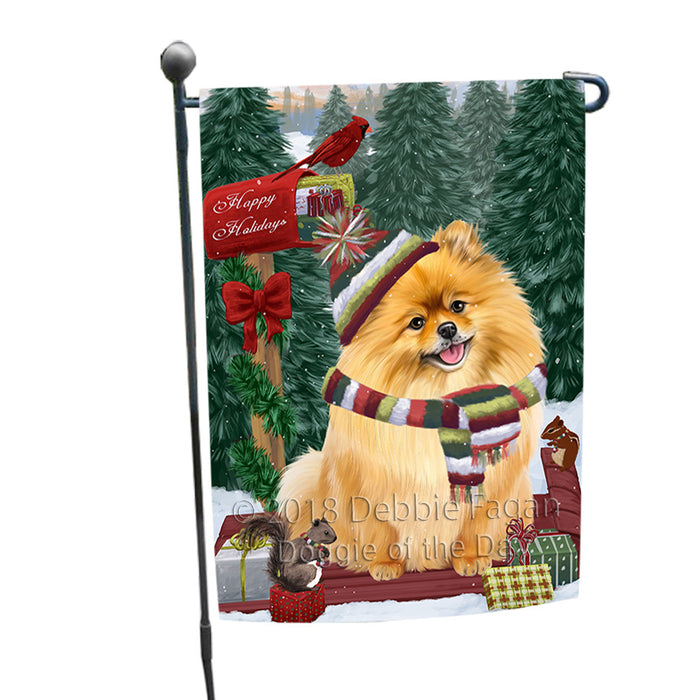 Merry Christmas Woodland Sled Pomeranian Dog Garden Flag GFLG55287