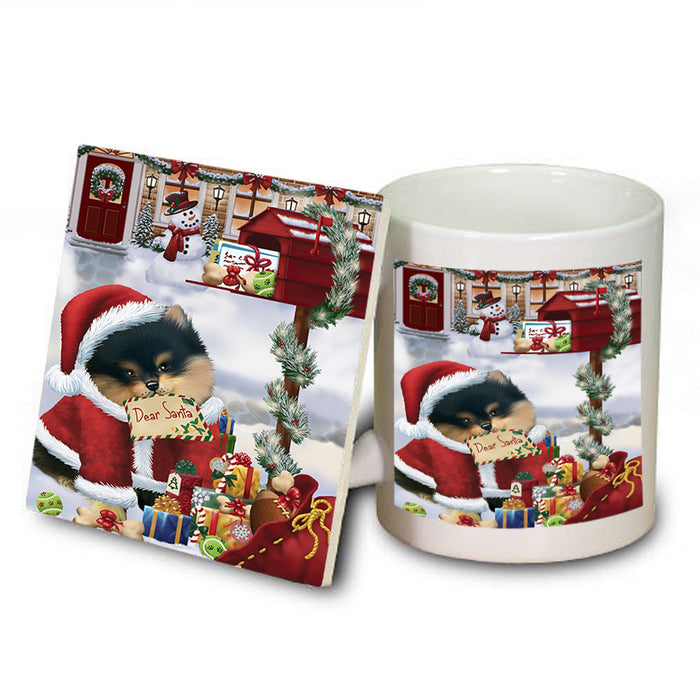 Pomeranian Dog Dear Santa Letter Christmas Holiday Mailbox Mug and Coaster Set MUC53907