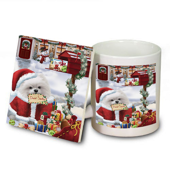 Pomeranian Dog Dear Santa Letter Christmas Holiday Mailbox Mug and Coaster Set MUC53908