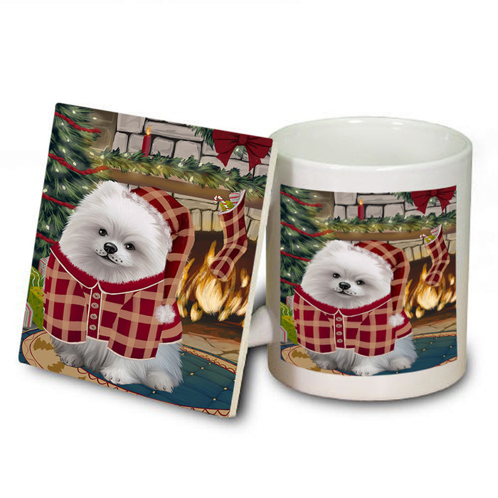 The Stocking was Hung Pomeranian Dog Mug and Coaster Set MUC55555
