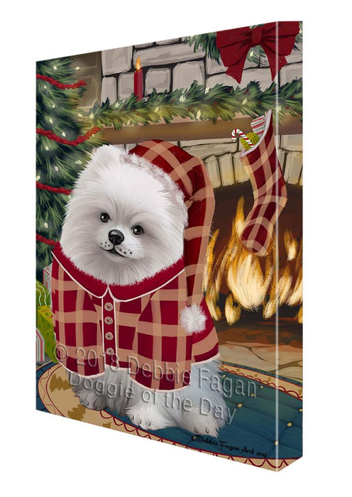 The Stocking was Hung Pomeranian Dog Canvas Print Wall Art Décor CVS119996