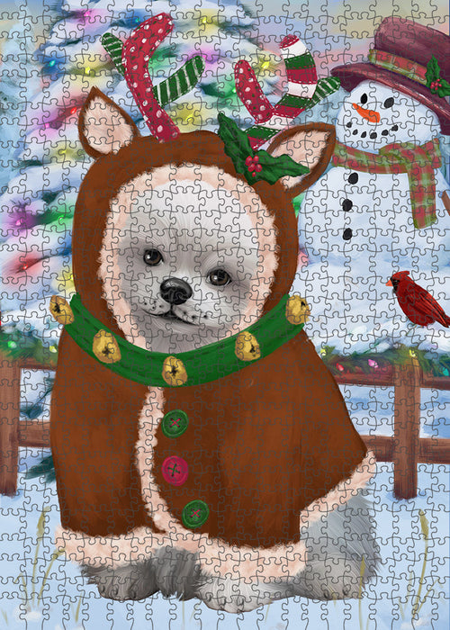 Christmas Gingerbread House Candyfest Pomeranian Dog Puzzle with Photo Tin PUZL94116