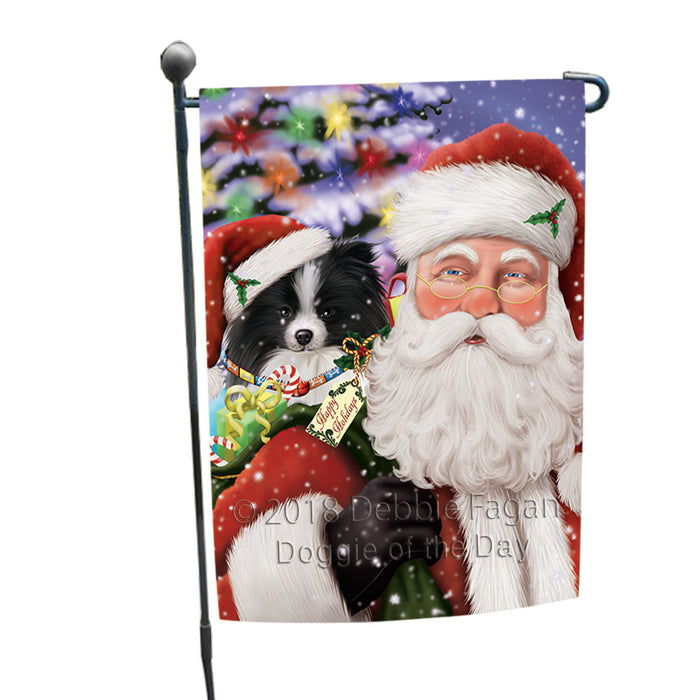 Santa Carrying Pomeranian Dog and Christmas Presents Garden Flag GFLG54067