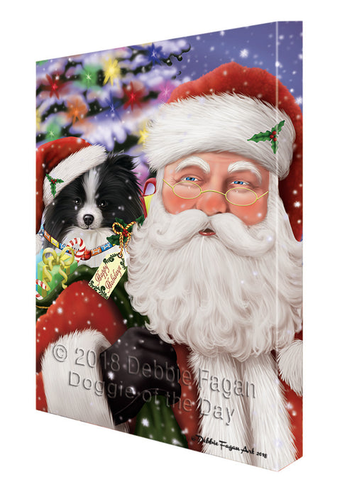Santa Carrying Pomeranian Dog and Christmas Presents Canvas Print Wall Art Décor CVS103895