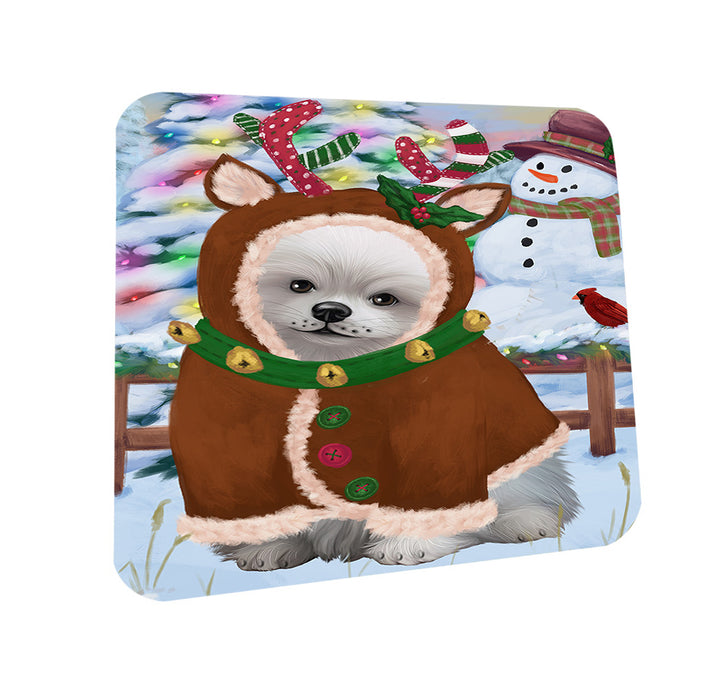 Christmas Gingerbread House Candyfest Pomeranian Dog Coasters Set of 4 CST56437
