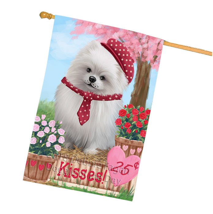 Rosie 25 Cent Kisses Pomeranian Dog House Flag FLG56672