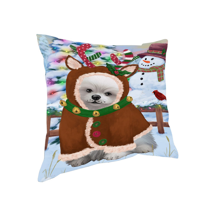 Christmas Gingerbread House Candyfest Pomeranian Dog Pillow PIL80208