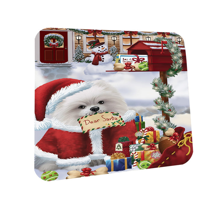 Pomeranian Dog Dear Santa Letter Christmas Holiday Mailbox Coasters Set of 4 CST53874