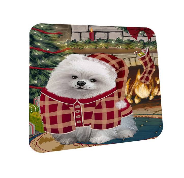 The Stocking was Hung Pomeranian Dog Coasters Set of 4 CST55521