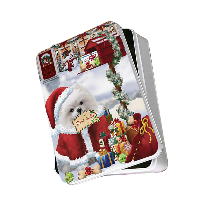 Pomeranian Dog Dear Santa Letter Christmas Holiday Mailbox Photo Storage Tin PITN53859