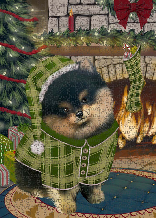 The Stocking was Hung Pomeranian Dog Puzzle with Photo Tin PUZL90460