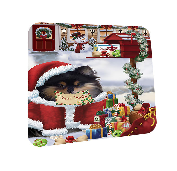 Pomeranian Dog Dear Santa Letter Christmas Holiday Mailbox Coasters Set of 4 CST53875