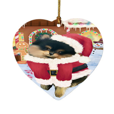 Christmas Gingerbread House Candyfest Pomeranian Dog Heart Christmas Ornament HPOR56836