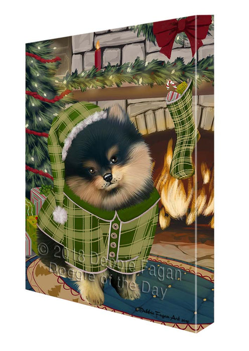 The Stocking was Hung Pomeranian Dog Canvas Print Wall Art Décor CVS120005