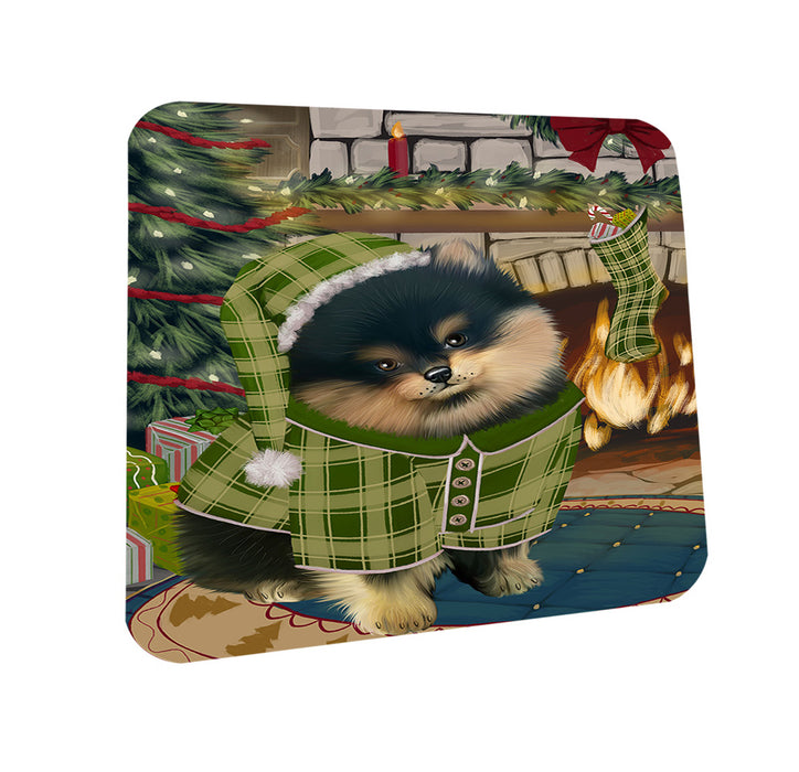 The Stocking was Hung Pomeranian Dog Coasters Set of 4 CST55522
