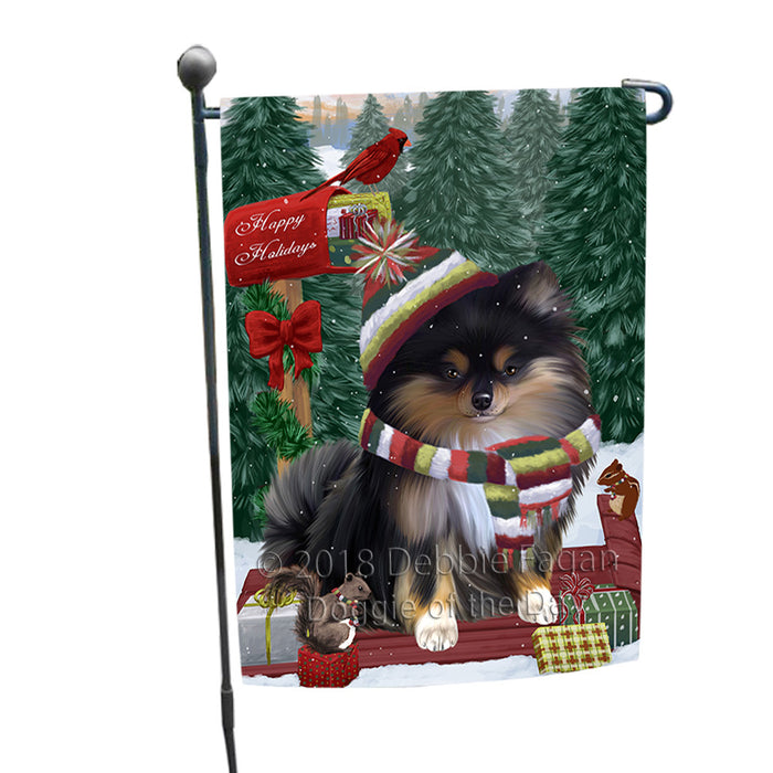 Merry Christmas Woodland Sled Pomeranian Dog Garden Flag GFLG55289