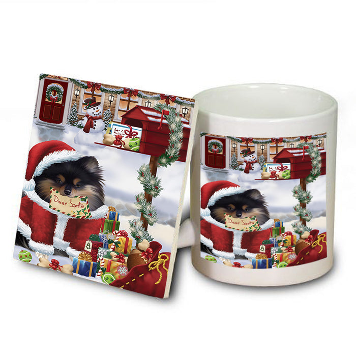 Pomeranian Dog Dear Santa Letter Christmas Holiday Mailbox Mug and Coaster Set MUC53909