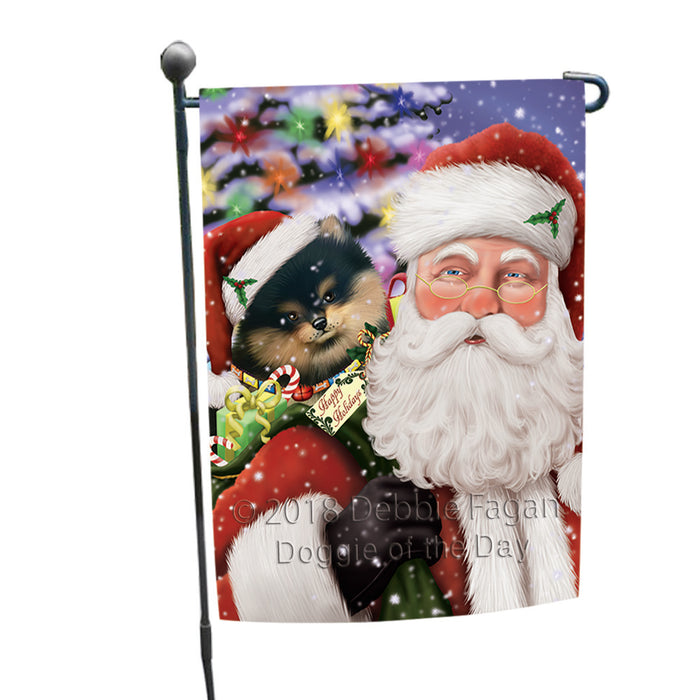 Santa Carrying Pomeranian Dog and Christmas Presents Garden Flag GFLG54068