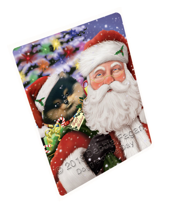 Santa Carrying Pomeranian Dog and Christmas Presents Large Refrigerator / Dishwasher Magnet RMAG84918