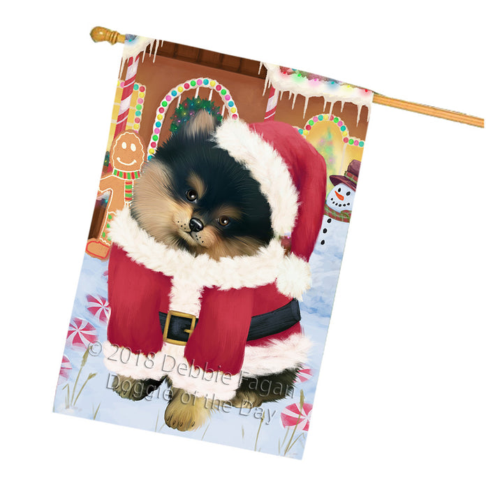 Christmas Gingerbread House Candyfest Pomeranian Dog House Flag FLG57164