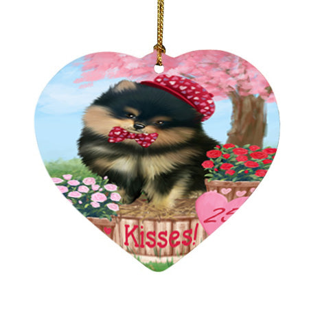 Rosie 25 Cent Kisses Pomeranian Dog Heart Christmas Ornament HPOR56345