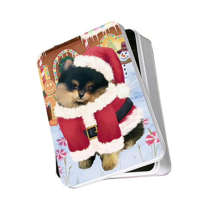 Christmas Gingerbread House Candyfest Pomeranian Dog Photo Storage Tin PITN56423