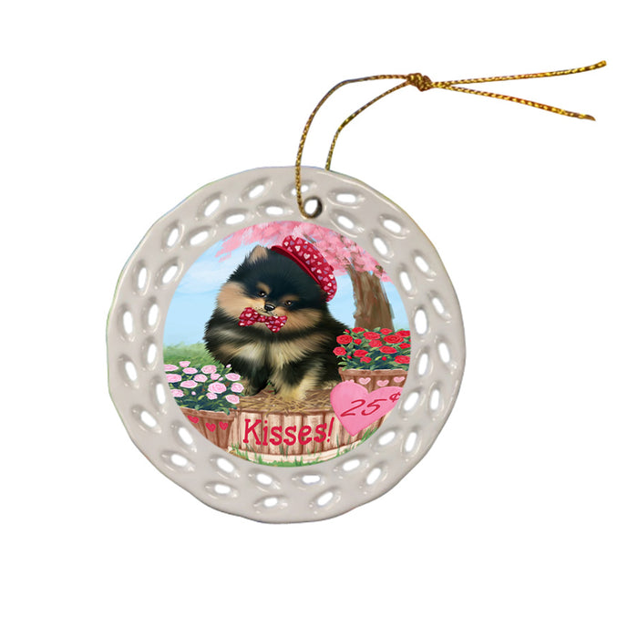 Rosie 25 Cent Kisses Pomeranian Dog Ceramic Doily Ornament DPOR56345