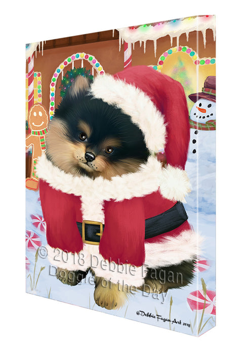 Christmas Gingerbread House Candyfest Pomeranian Dog Canvas Print Wall Art Décor CVS130544