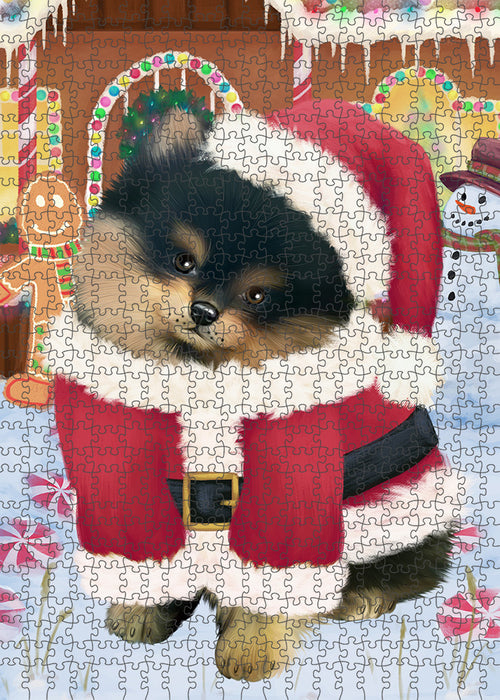 Christmas Gingerbread House Candyfest Pomeranian Dog Puzzle with Photo Tin PUZL94120