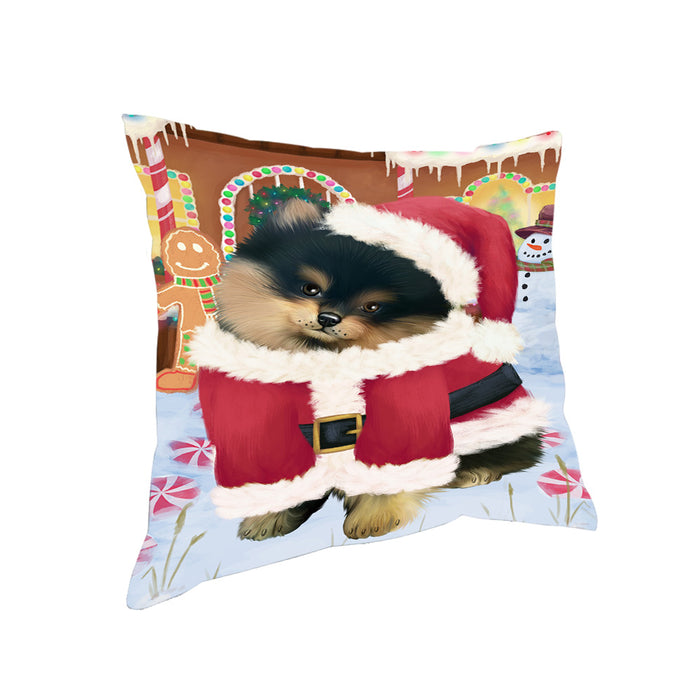 Christmas Gingerbread House Candyfest Pomeranian Dog Pillow PIL80212