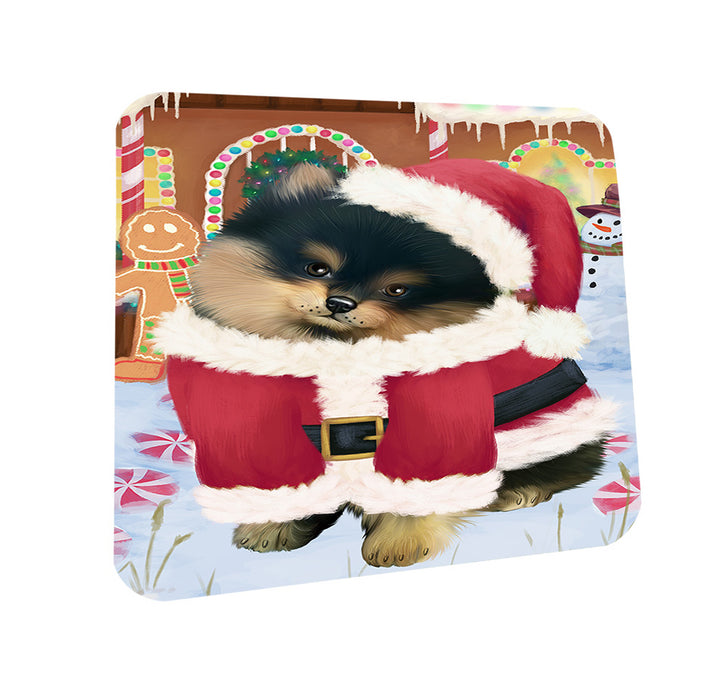 Christmas Gingerbread House Candyfest Pomeranian Dog Coasters Set of 4 CST56438