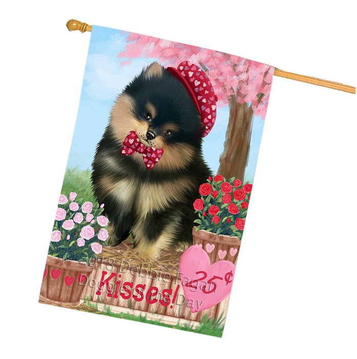 Rosie 25 Cent Kisses Pomeranian Dog House Flag FLG56673
