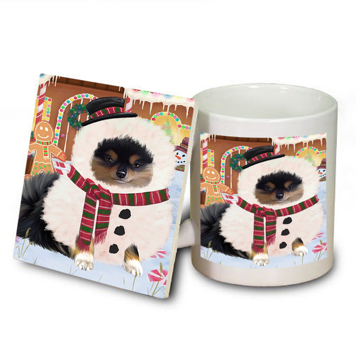 Christmas Gingerbread House Candyfest Pomeranian Dog Mug and Coaster Set MUC56473