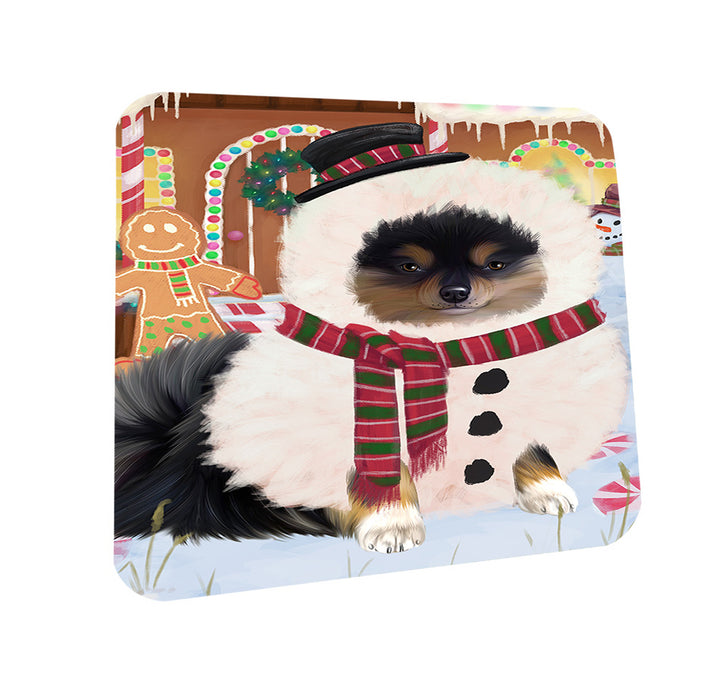 Christmas Gingerbread House Candyfest Pomeranian Dog Coasters Set of 4 CST56439