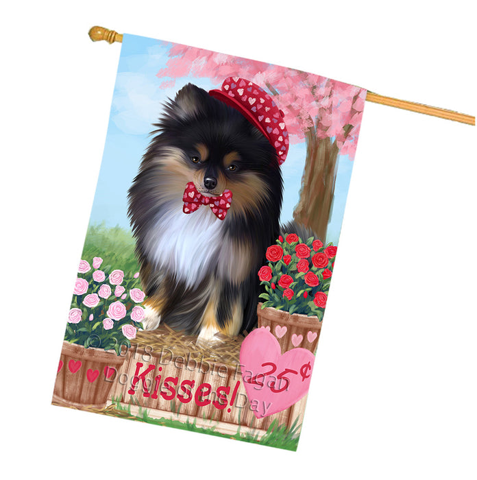 Rosie 25 Cent Kisses Pomeranian Dog House Flag FLG56674