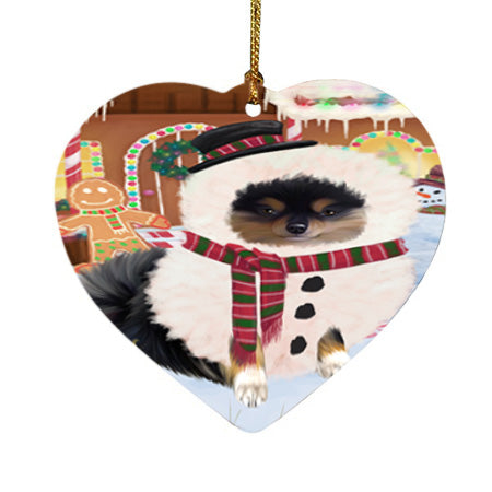 Christmas Gingerbread House Candyfest Pomeranian Dog Heart Christmas Ornament HPOR56837