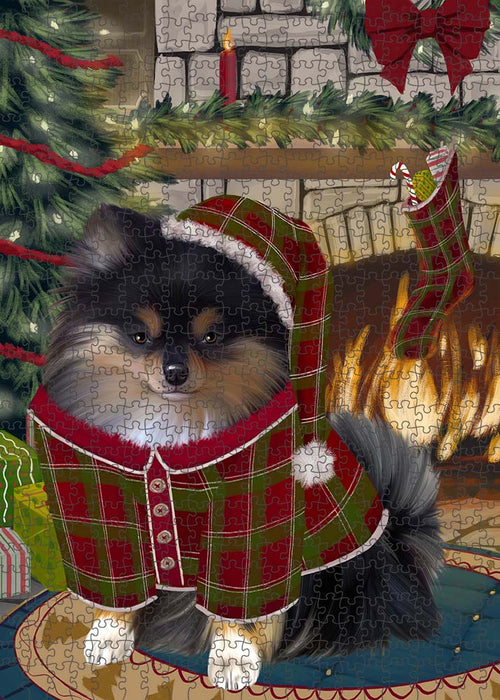The Stocking was Hung Pomeranian Dog Puzzle with Photo Tin PUZL90464