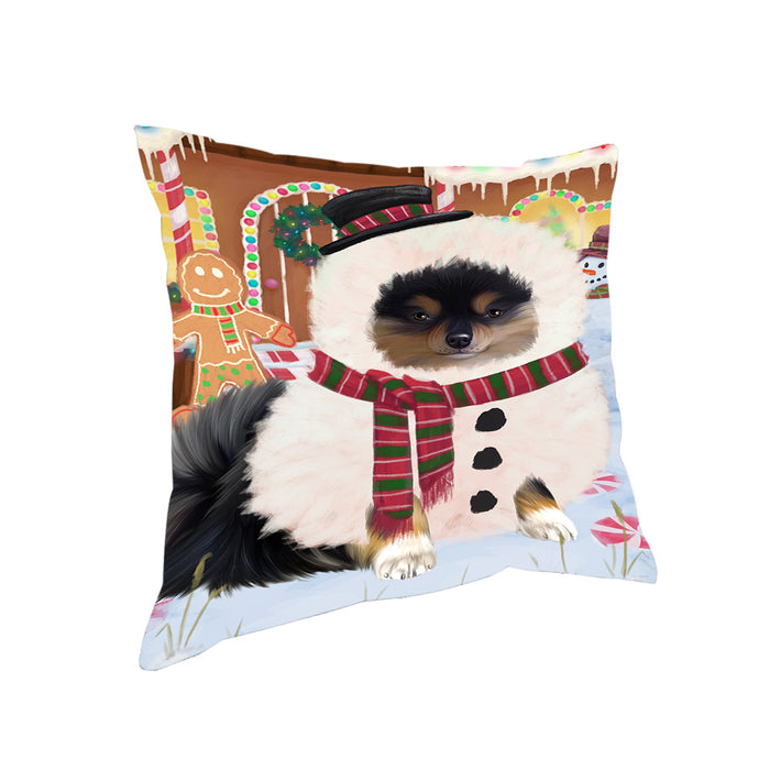 Christmas Gingerbread House Candyfest Pomeranian Dog Pillow PIL80216
