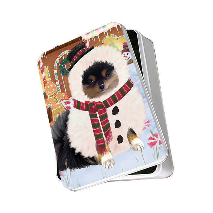 Christmas Gingerbread House Candyfest Pomeranian Dog Photo Storage Tin PITN56424