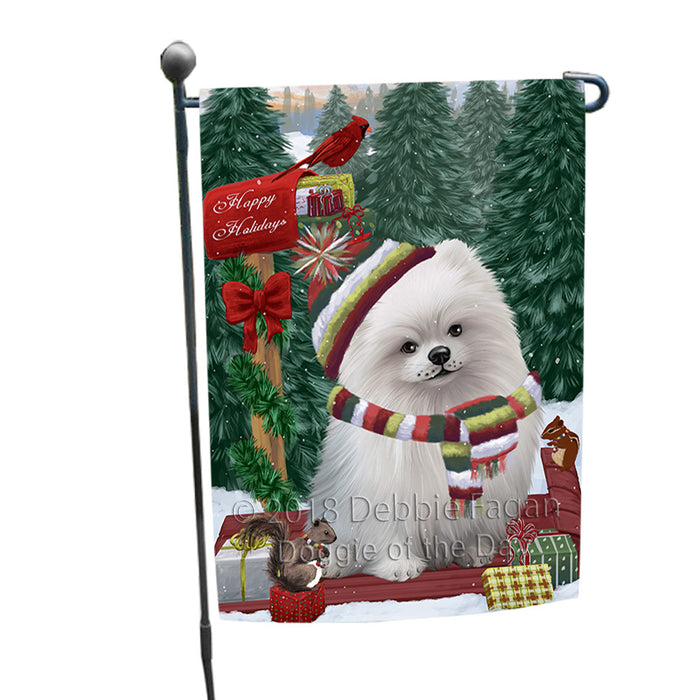 Merry Christmas Woodland Sled Pomeranian Dog Garden Flag GFLG55290