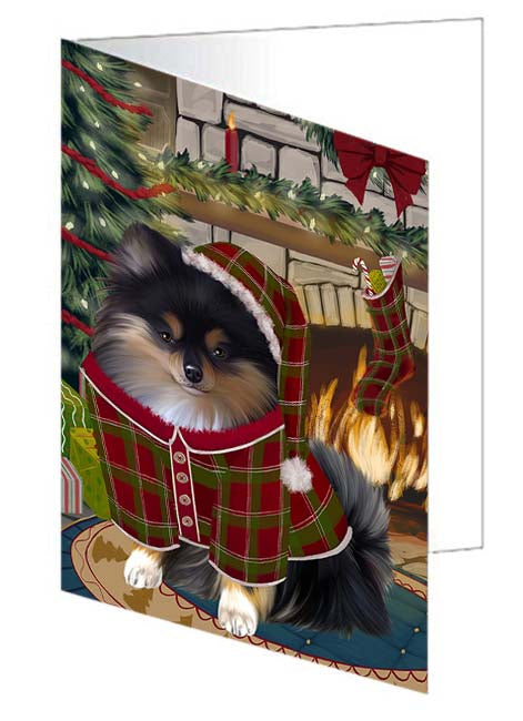The Stocking was Hung Pomeranian Dog Handmade Artwork Assorted Pets Greeting Cards and Note Cards with Envelopes for All Occasions and Holiday Seasons GCD71210
