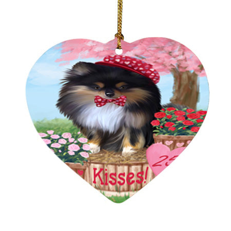 Rosie 25 Cent Kisses Pomeranian Dog Heart Christmas Ornament HPOR56346