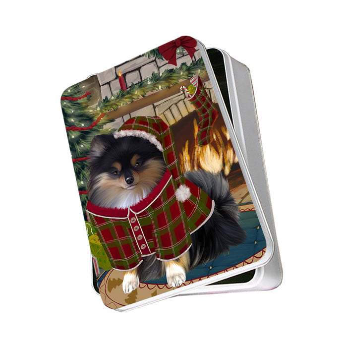 The Stocking was Hung Pomeranian Dog Photo Storage Tin PITN55508