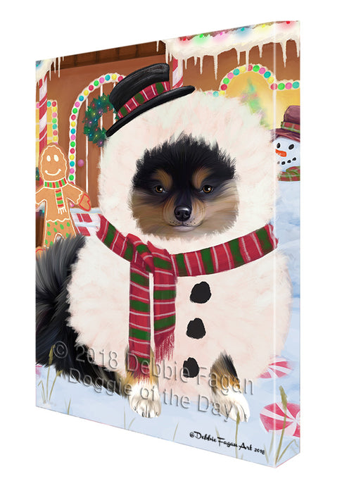 Christmas Gingerbread House Candyfest Pomeranian Dog Canvas Print Wall Art Décor CVS130553