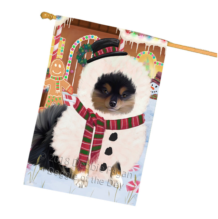 Christmas Gingerbread House Candyfest Pomeranian Dog House Flag FLG57165