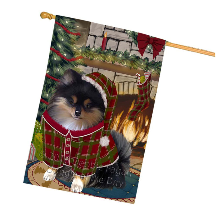The Stocking was Hung Pomeranian Dog House Flag FLG55994