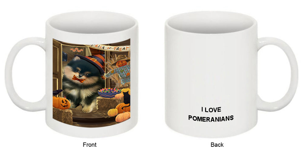 Enter at Own Risk Trick or Treat Halloween Pomeranian Dog Coffee Mug MUG48621
