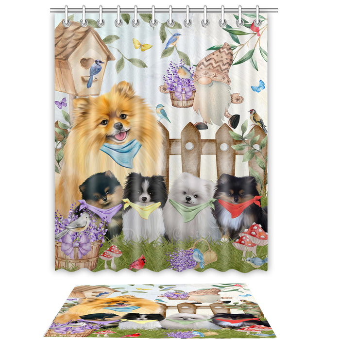 Pomeranian Shower Curtain & Bath Mat Set, Bathroom Decor Curtains with hooks and Rug, Explore a Variety of Designs, Personalized, Custom, Dog Lover's Gifts