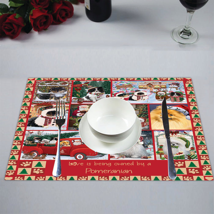 Love is Being Owned Christmas Pomeranian Dogs Placemat