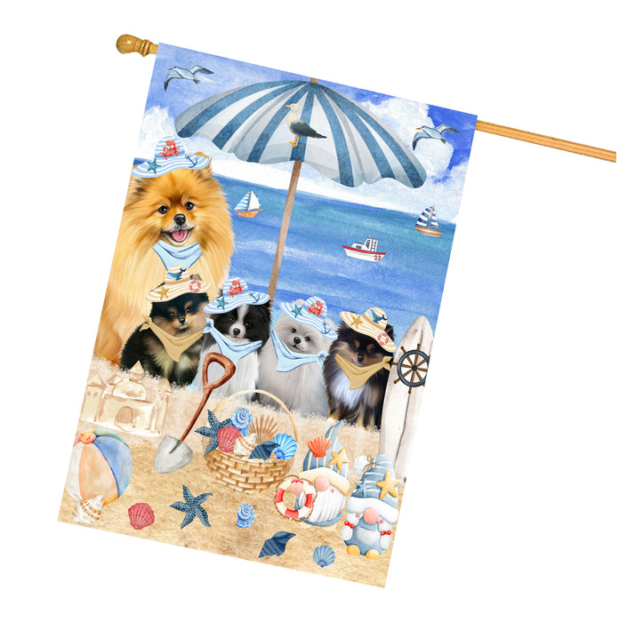 Pomeranian Dogs House Flag, Double-Sided Home Outside Yard Decor, Explore a Variety of Designs, Custom, Weather Resistant, Personalized, Gift for Dog and Pet Lovers